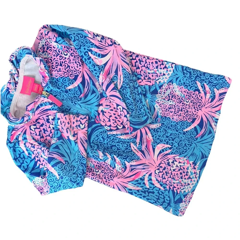 Lilly Pulitzer Girls Little‎ Skipper Pineapple Ruffle Dress XS 2/3 Pink Blue